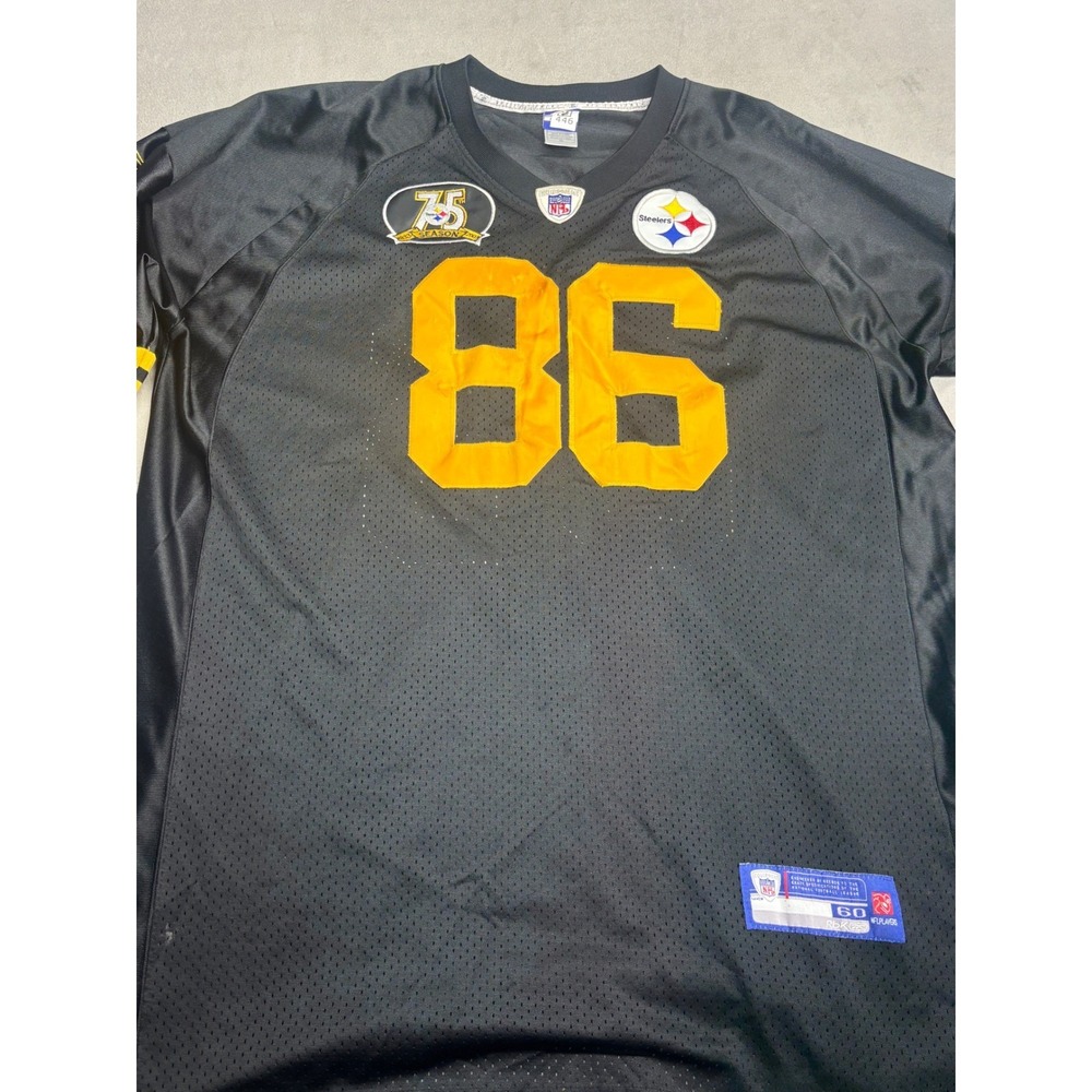 Reebok NFL Pittsburgh Steelers Hines Ward 86 Jersey 75th Season Black Mens 60